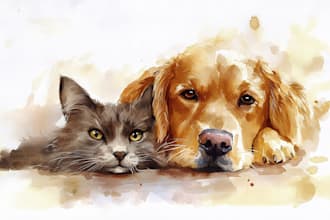 draw dog, cat or any pet portrait using watercolor