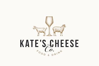 design local cheese wine and beer space logo