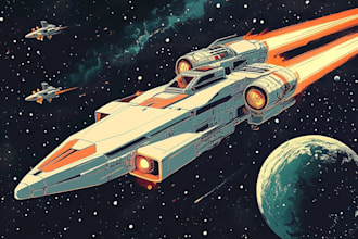 draw spaceship concept art or starship or sci fi vehicle