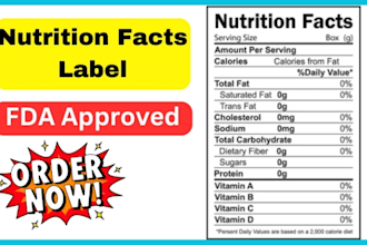 generate a nutrition facts label