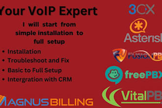 install voip,, freepbx, asterisk, 3cx, vitalpbx, magnus billing, fusionpbx, pbx