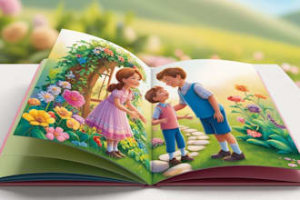 draw children storybook illustration, kids KDP 3d story book