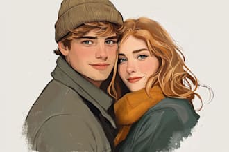 draw a beautiful couple portrait