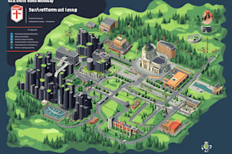 draw a unique vector or isometric map