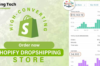 build your shopify dropshipping store  ecommerce site