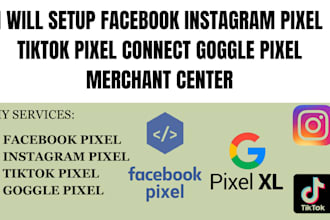 setup facebook instagram tiktok pixel connect google pixel merchant center