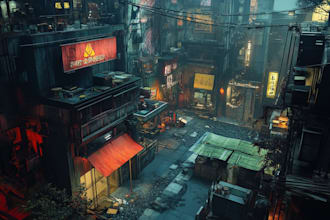 design an cyberpunk futuristic city art