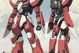 design robots and concept art of futuristic mecha