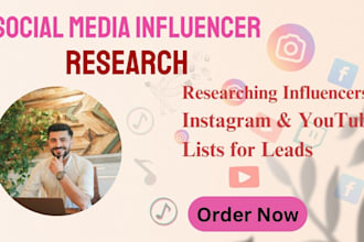 researching influencers instagram and youtube lists for leads