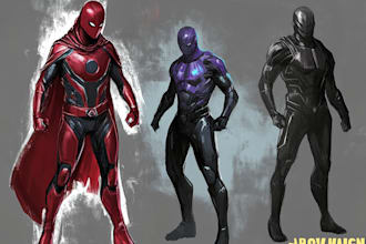 create concept art superhero character design for comics
