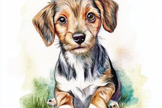 draw watercolor pet portrait