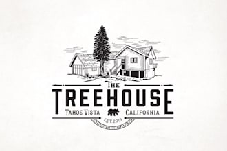 design vintage tree house apartments logo