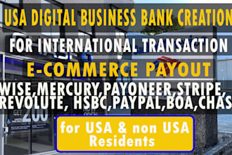 create USA business bank, UK bank, wise, mercury, payoneer for non USA residents