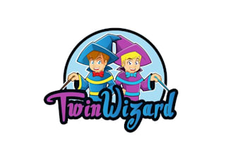 design modern twin wizards mobile app company logo