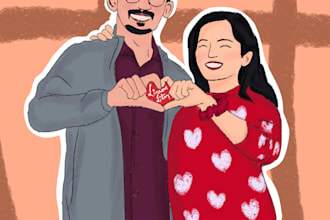 do cute cartoonish customized artwork