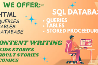 create HTML websites, ms access applications, and write engaging stories