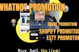 ecommerce store promotion, shopify, esty, amazon, whatnot promotion