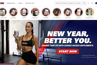 design physical fitness shopify store nutrition website dropshipping store