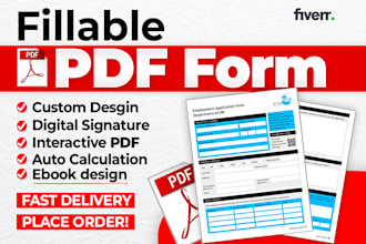 design fillable PDF forms, editable PDF, and interactive ebook planners