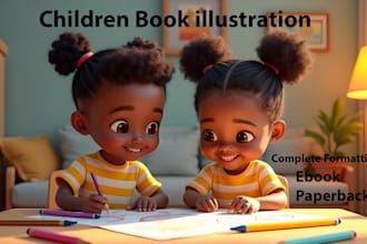 illustrate 3d children book illustration and children story book for kids