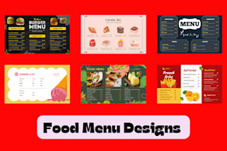 burger pizza juice menu design in canva restaurant cafe