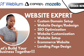 design your weblium website, squaresite, mozello, canopy CRM