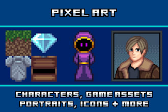 make pixel art of characters, game assets and portraits