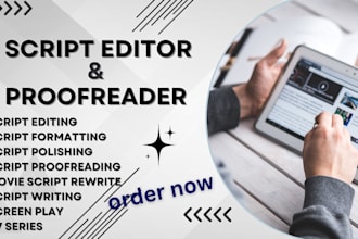 edit or rewrite proofread, format your movie script, screenplay tv film script