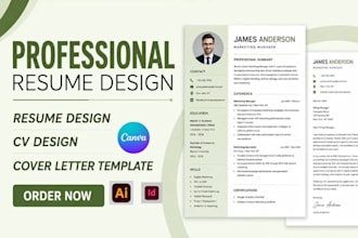 design, redesign, format professional resume, cv and cover letter template