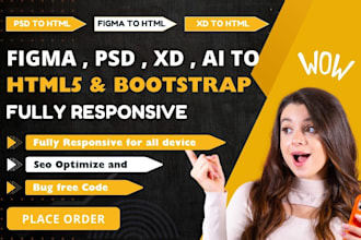 convert psd to html figma to html xd to HTML fully responsive with bootstrap