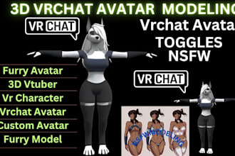 create custom 3d vrchat avatar, vtuber character model, nsfw or sfw design anime