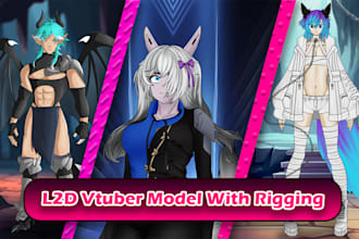 illustrate your l2d or best live2d character model with rigging