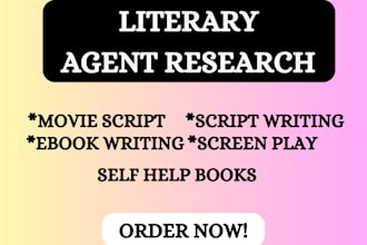 find literary agent for fiction book, movie script, children book, screenplay