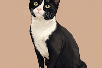 create digital pet watercolor portrait image of dog, cat
