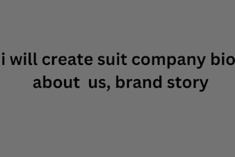 create your company bio, brandstory, about us