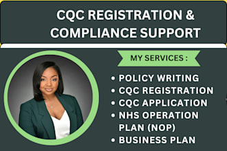 write policies for cqc registration, handle cqc application create business plan