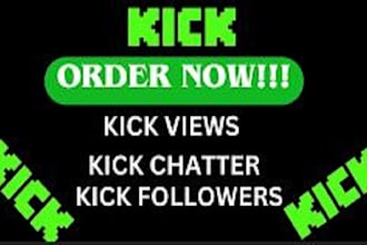 do organic kick, twitch channel promotion n live viewers, followers and chatters