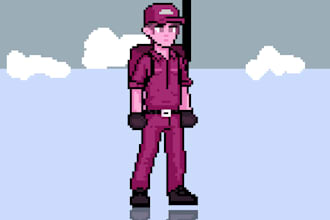 create 2d pixel art character sprite, game asset, animate gif