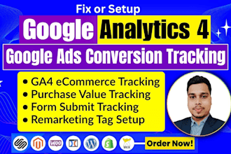 setup google analytics 4, ga4 conversion tracking, ga4 ecommerce tracking by GTM
