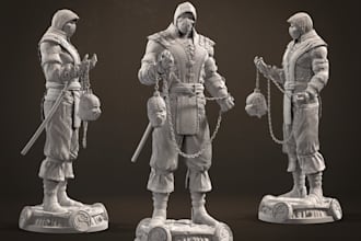 3d model character modeling 3d design miniature 3d figure statue for 3d printing
