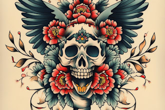 create a custom traditional tattoo style design