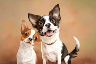 create digital pet watercolor portrait image or dog image