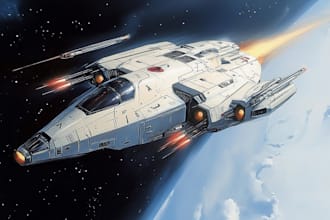 draw spaceship concept art or starship or sci fi vehicle