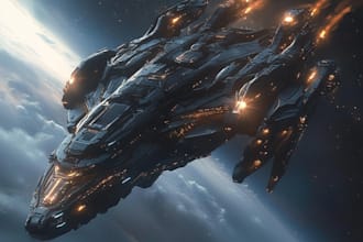 design a spaceship sci fi illustration and sci fi art