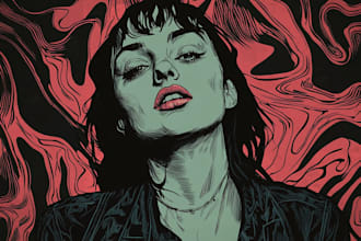 draw a custom digital art portrait in linocut style