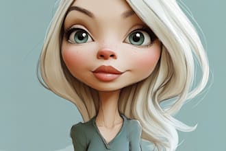 draw cute and funny cartoon caricature potrait