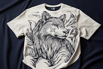 create animal linocut tshirt design for brands