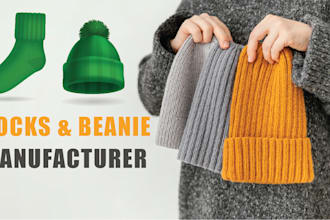 manufacturer custom socks design and beanie hats  in clothing