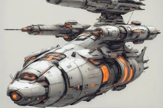design a spaceship, sci fi illustration and sci fi art