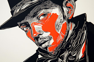 create a portrait print linocut